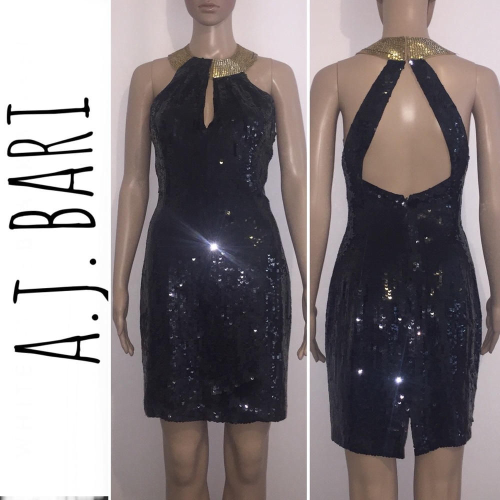 A.J Bari Black Sequin Dress